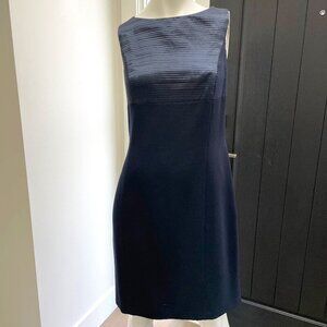 Peter Nygard Pure New Wool Classic Sleeveless Sheath Midi Dress Navy Blue Sz 8